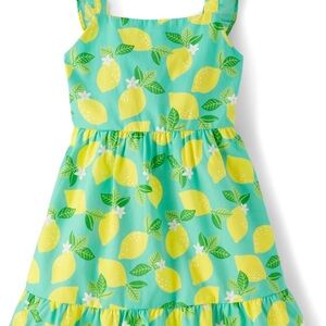 Gymboree Green Square Neck Sundress with Lemon Print
